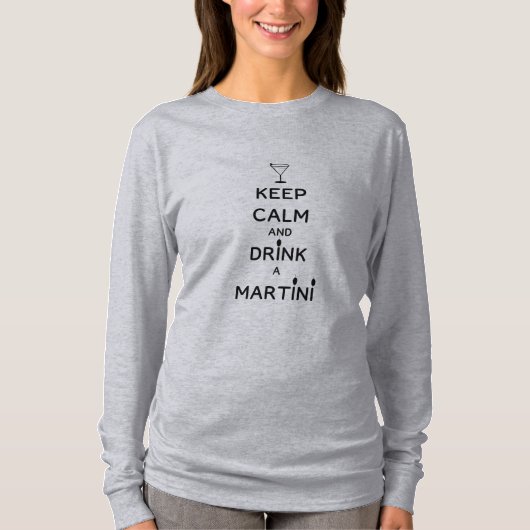 静保かにマルティーニを飲むおもしろい Tシャツ (正面)