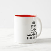 静保かに店長にコーヒーを飲まおもしろいせ ツートーンマグカップ (正面右)