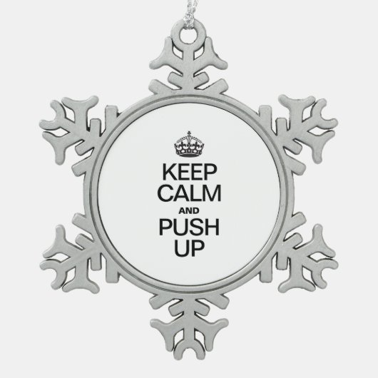 静保かに押し上げる スノーフレークピューターオーナメント (正面)