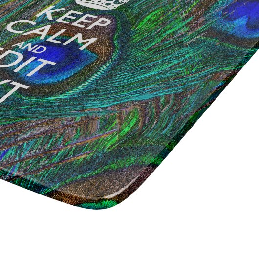 静保かに、孔雀の羽にあなたのテキストを持つ カッティングボード (角)