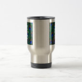 静保かに、孔雀の羽にあなたのテキストを持つ トラベルマグ (中央)