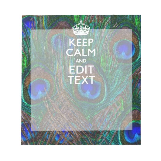 静保かに、孔雀の羽にあなたのテキストを持つ ノートパッド (正面)