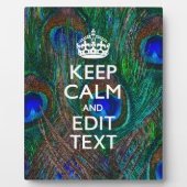 静保かに、孔雀の羽にあなたのテキストを持つ フォトプラーク (正面)