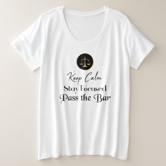 静保かに。集中し続ける。バー試験。 プラスサイズTシャツ (デザイン正面)