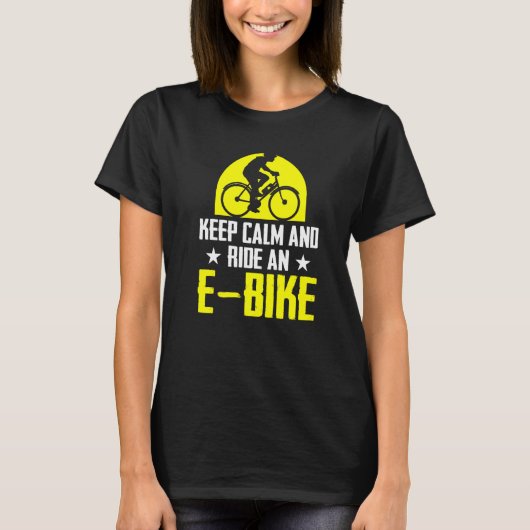 静保かにEバイク自転車に乗る Tシャツ (正面)