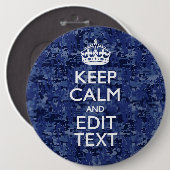 静保かテキストを持ってネイビーデジタル迷彩柄 缶バッジ (正面&裏面)