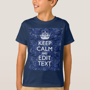 静保かテキストを持ってネイビーデジタル迷彩柄 Tシャツ