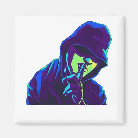 静保か |お静かに |シーッ…グラフィックマン マグネット (正面)