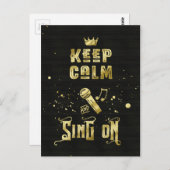 静保静と歌う金ゴールドマイクタイポグラフィ ポストカード (正面/裏面)