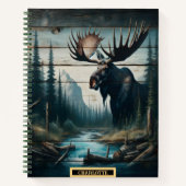 静威厳のあるかな川岸に立つムース ノートブック (正面)