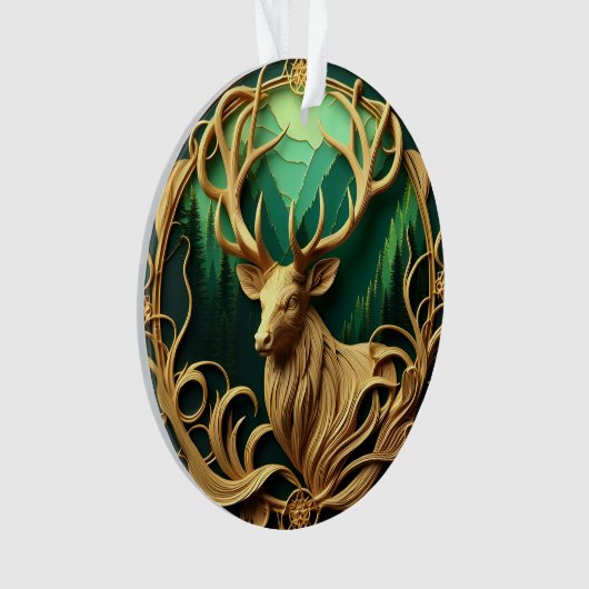 静威厳のあるかな森の中を眺めながら立つ オーナメント (正面)