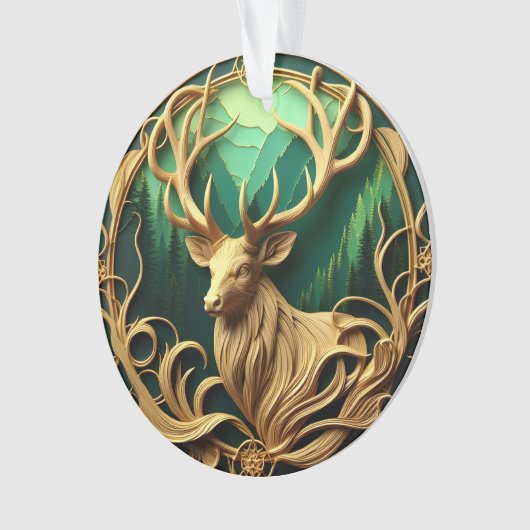 静威厳のあるかな森の中を眺めながら立つ オーナメント (正面)