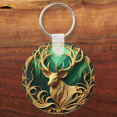 静威厳のあるかな森の中を眺めながら立つ キーホルダー (正面)