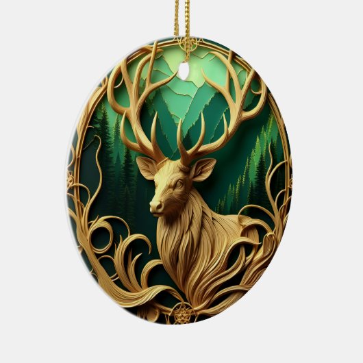 静威厳のあるかな森の中を眺めながら立つ セラミックオーナメント (右)