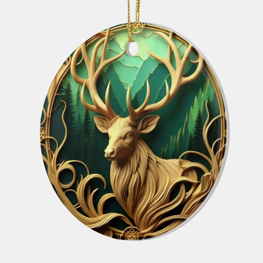 静威厳のあるかな森の中を眺めながら立つ セラミックオーナメント (左)