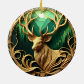 静威厳のあるかな森の中を眺めながら立つ セラミックオーナメント (裏面)