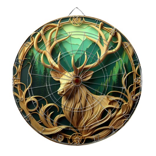 静威厳のあるかな森の中を眺めながら立つ ダーツボード (正面)