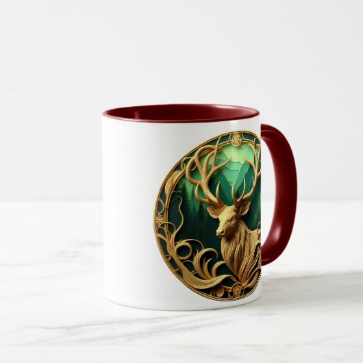 静威厳のあるかな森の中を眺めながら立つ マグカップ (正面右)