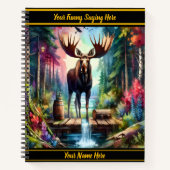 静威厳のあるかな森の流れに立つムース ノートブック (正面)