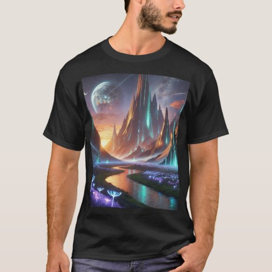 「静寂と広大:ランドスカのインスピレーション Tシャツ (正面)