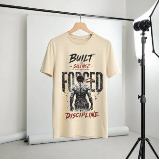 静寂の中で築かれ、規律によって鍛えられる モチベーション Tシャツ
