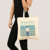 静寂の海 (男性用) トートバッグ (正面(商品))