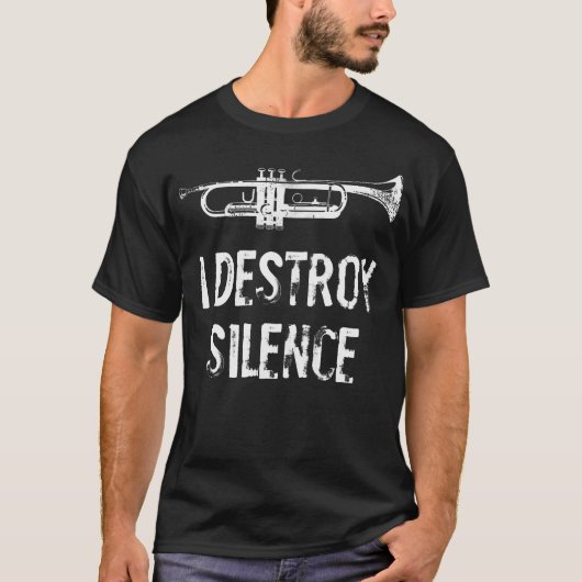 静寂を破壊する 面白いトランペット Tシャツ (正面)