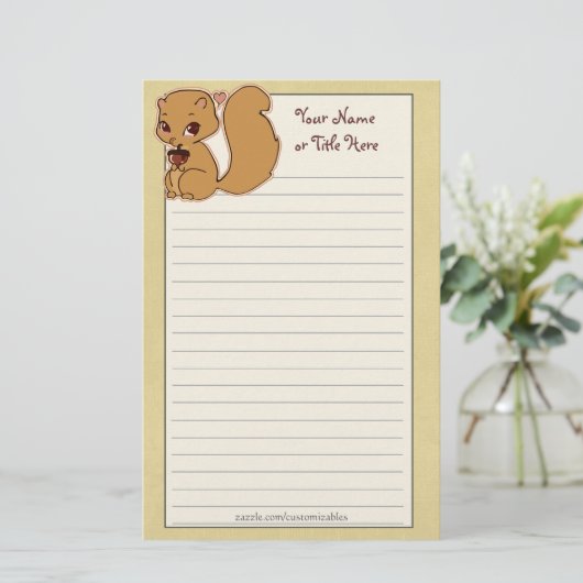 静止したかわいこちゃんのリス 便箋 (スタンド正面)