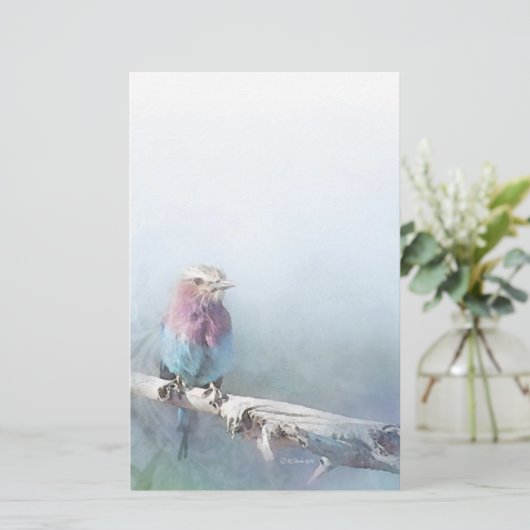 静止したかわいらしい鳥- 便箋 (スタンド正面)