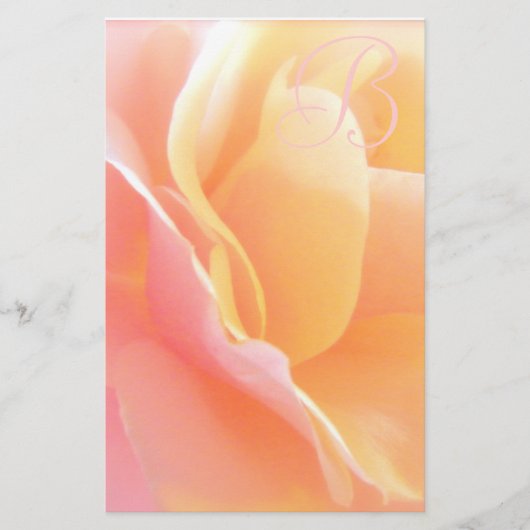 静止したばら色のモノグラム 便箋 (正面)