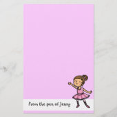 静止したカスタマイズ可能な漫画のバレエダンサー 便箋 (正面)