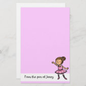 静止したカスタマイズ可能な漫画のバレエダンサー 便箋 (正面/裏面)