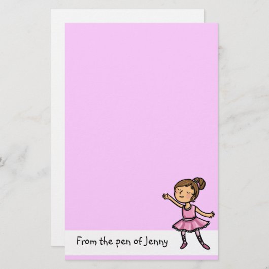 静止したカスタマイズ可能な漫画のバレエダンサー 便箋 (正面/裏面)