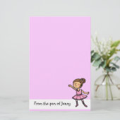 静止したカスタマイズ可能な漫画のバレエダンサー 便箋 (スタンド正面)