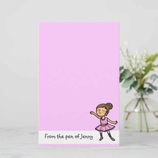 静止したカスタマイズ可能な漫画のバレエダンサー 便箋 (スタンド正面)
