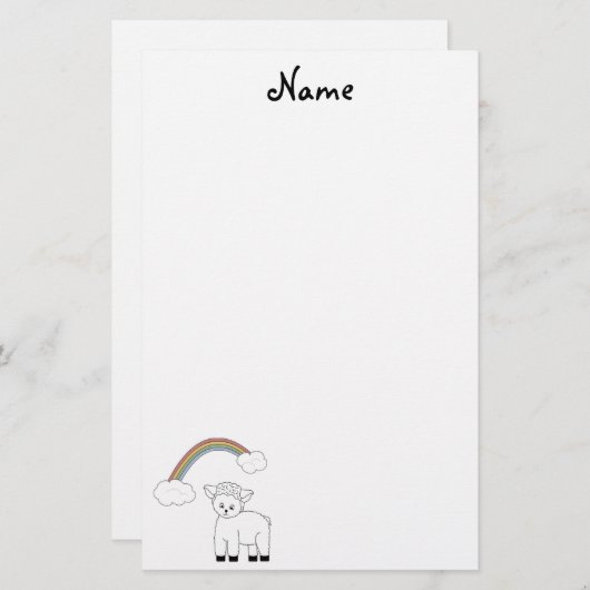 静止したキリスト教の子ヒツジ 便箋 (正面/裏面)