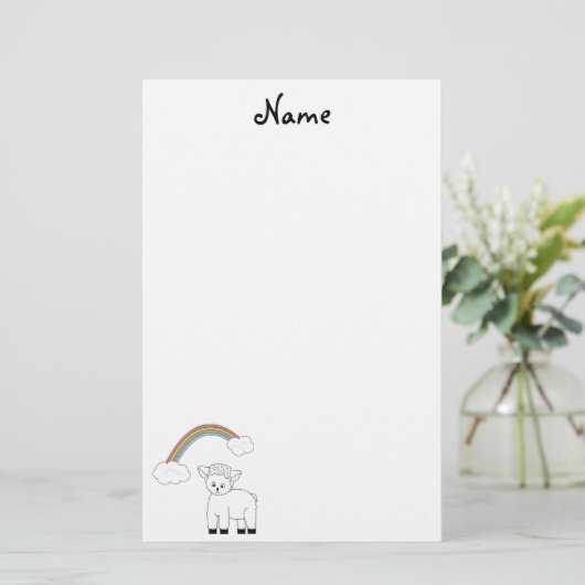 静止したキリスト教の子ヒツジ 便箋 (スタンド正面)