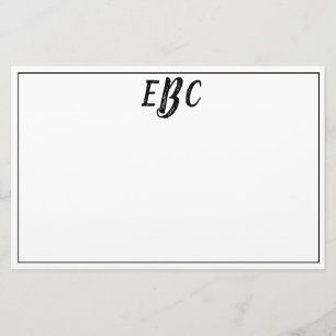 静止したクラシックでモダンな白黒モノグラム 便箋