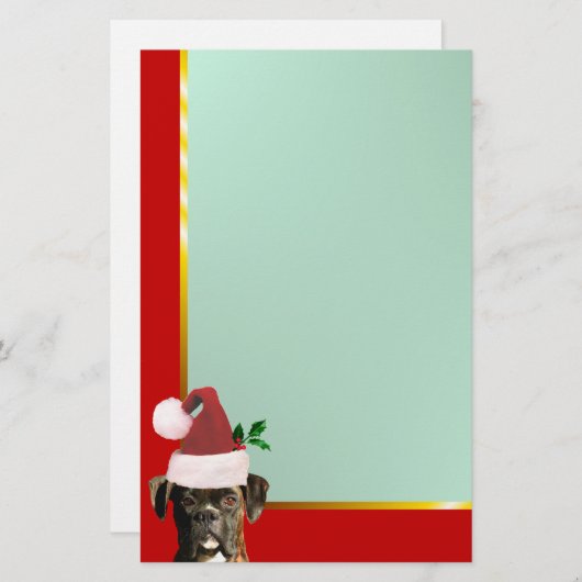 静止したクリスマスのボクサー犬 便箋 (正面/裏面)