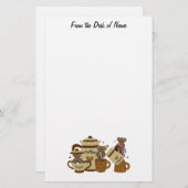 静止したコーヒー恋人のテディ 便箋 (正面/裏面)