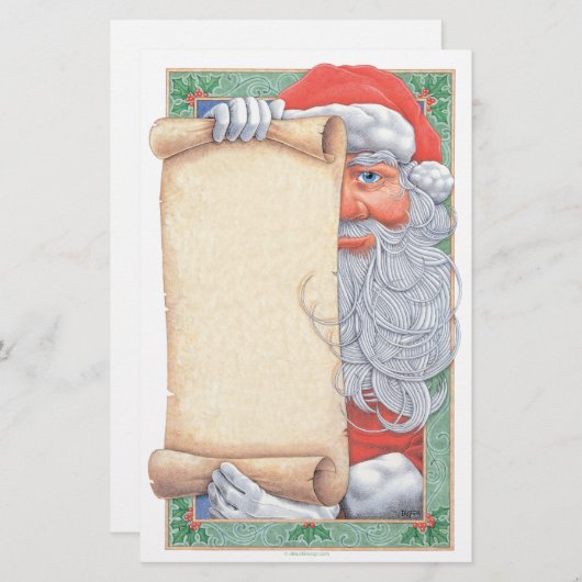 静止したサンタクロースのクリスマス 便箋 (正面/裏面)