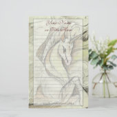 静止したスケッチされたユニコーン 便箋 (スタンド正面)