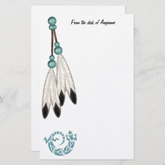 静止したネイティブアメリカンのデザイン 便箋 (正面/裏面)