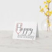 静止したハッピーバースデー|の混合フォントの灰色の円 カード (黄色い花)