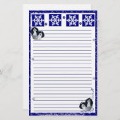 静止したバセットハウンドの雪の薄片のクリスマス 便箋 (正面/裏面)