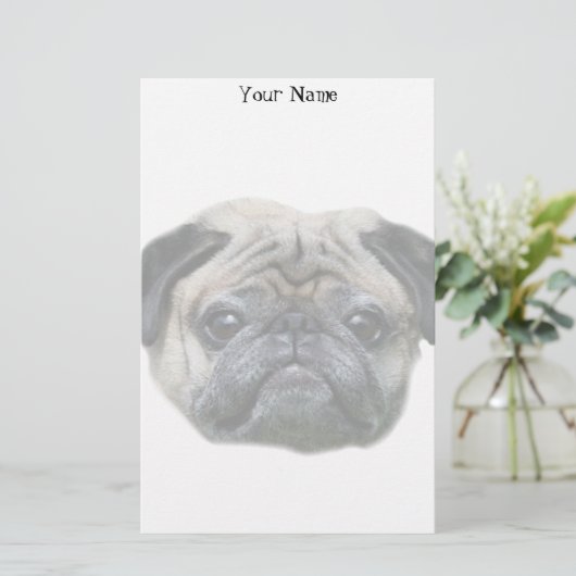 静止したパグ犬 便箋 (スタンド正面)