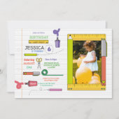 静止したパーティーの技術は芸術の写真の誕生日をペンで書きます 招待状 (正面)