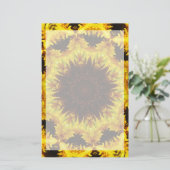 静止したヒマワリの万華鏡のように千変万化するパターン 便箋 (スタンド正面)