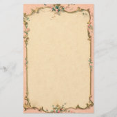 静止したピンクの花のボーダー 便箋 (正面)