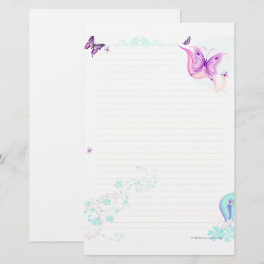 静止したピンクの蝶 便箋 (正面/裏面)